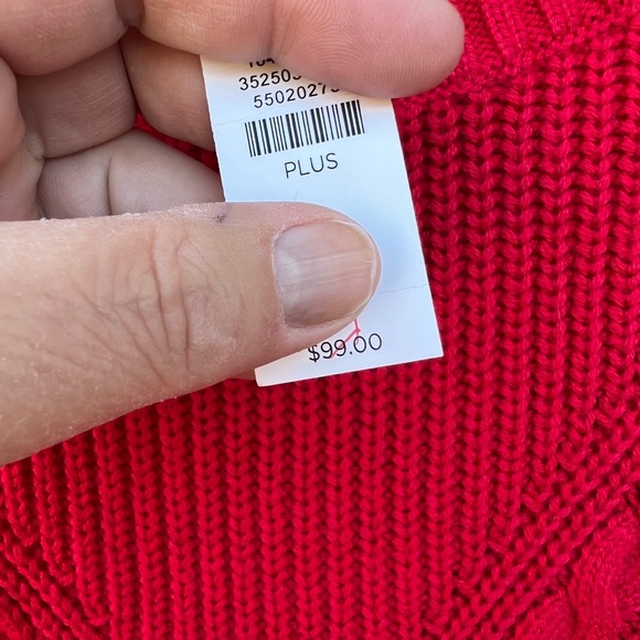 NWT Talbots Pretty Classic Red Thick Multiweave Long Sleeve Sweater - Picture 4 of 5